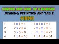 Square and Cube of a number|Meaning Definition Examples Tables|Basic Arithmetic| Sindhi