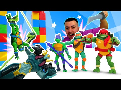 Ninja Kaplumbağalar Oyuncakları - Draxum Leonardo'yu kaçırdı! Erkek çocuklar için oyun videosu