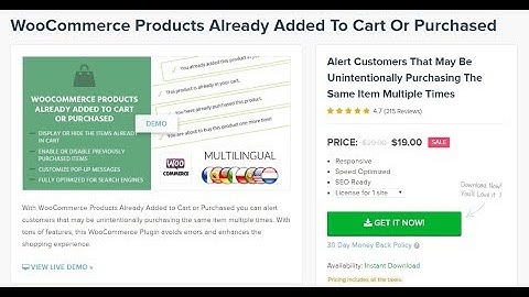 WooCommerce Products Already Added To Cart Or Purchased plugin