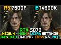 Ryzen 5 7500F vs Core i5 14600K 🔥 RTX 5070 Gaming Test | RT/PT + DLSS 4.5 &amp; MFG | 1080p &amp; 1440p