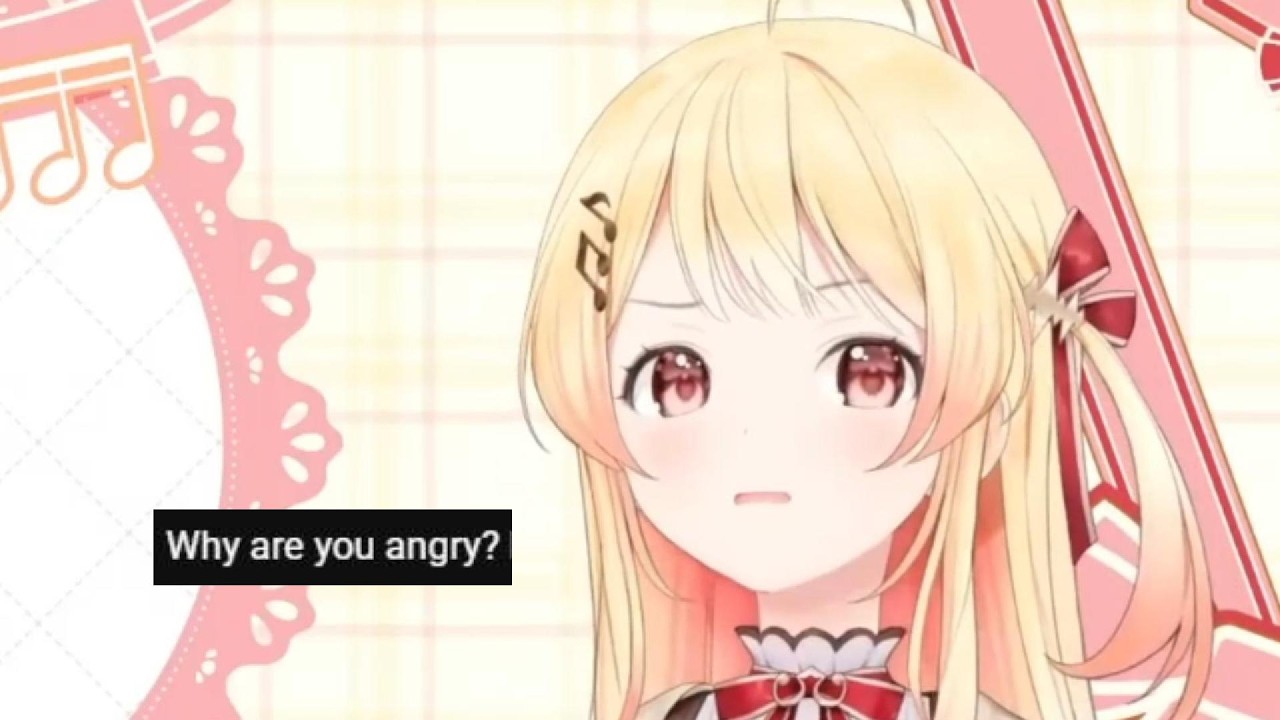 Kanade eating with an Angry face