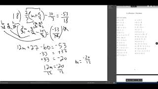 Math 436 1.4 Fractions solving Linear equations exercises 16-23