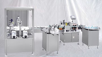 Eye drops bottles unscrambler with lifting feeding filling screw capping labeling line 眼藥水灌裝線全自動