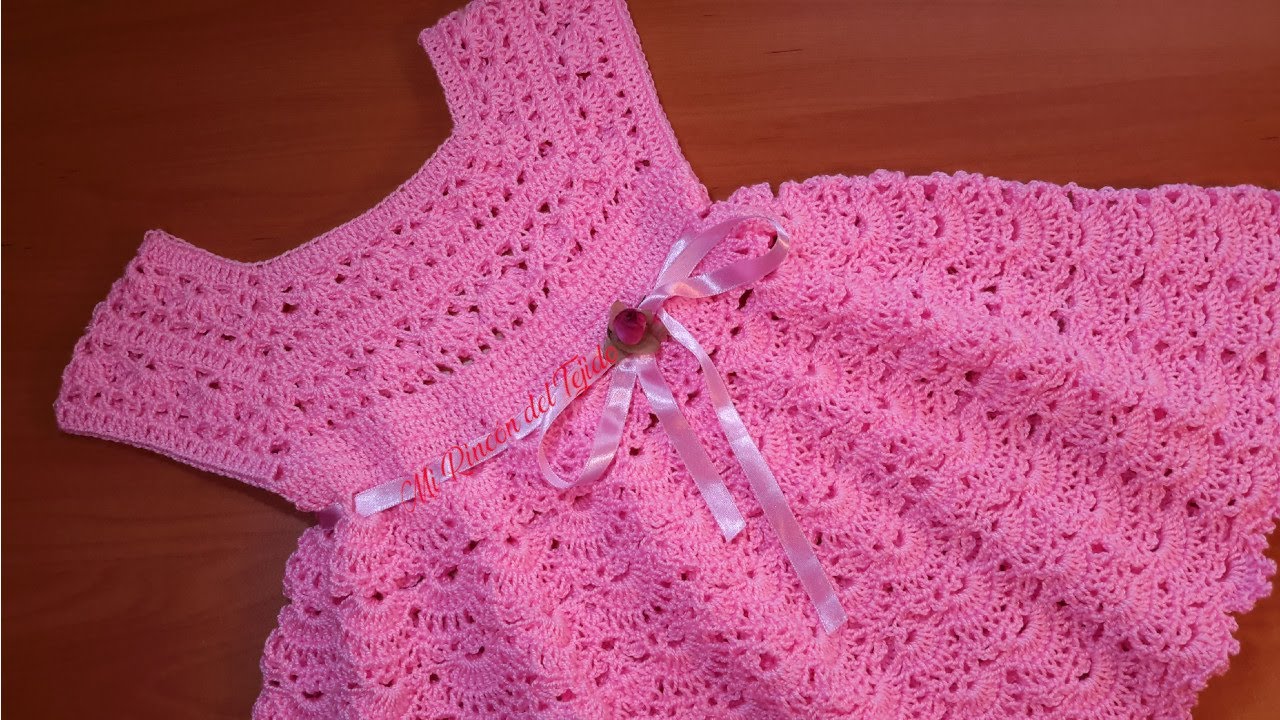 Vestido Bebe Crochet Rosado Tutorial Facil Paso a Paso - Free Baby Crochet  Dress (Parte 1 de 2) - YouTube