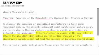 Coppersea: Emergence of the Microdistillery Movement Case Solution & Analysis- Caseism.com