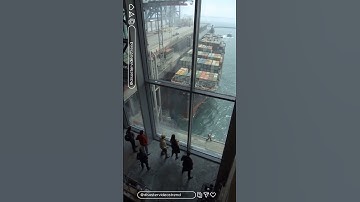 SHIP CRASHES INTO OFFICE! 🤯 Staff Run For Lives as WALL BUCKLES! Terminal CCTV #ship #crash #office