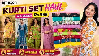 🌸Amazon Party/Office/Dailywear kurti Sets✨️Best Quality Ready-made kurti Sets✨️Amazon Shopping Haul