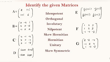 Linear algebra || L-04 || idempotent matrix || Nilpotent || Orthogonal || Involutory || Unitary