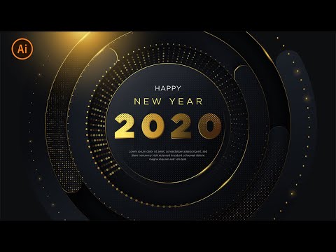 happy-new-year-2020-|-luxury-background-with-glitter-gold-|-illustrator-tutorial-|-part-4