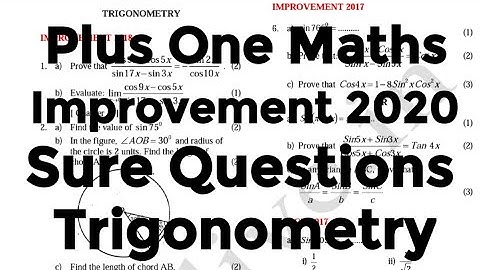 Plus One Maths Improvement |Previous Year Questions And Answers 2020|Trigonometry Previous Questions
