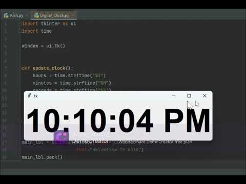 How to make digital clock in python, python tutorial for beginners, Easy programming.