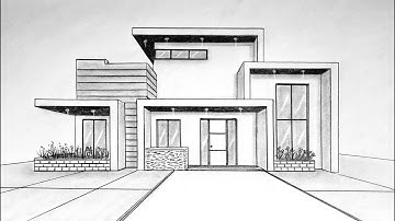 How to draw a house in one point perspective