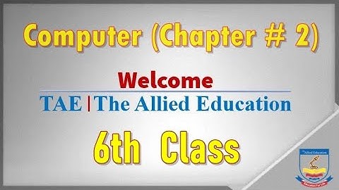 Computer 6th Class CH-2 (Desktop Icons) By | The Allied Education