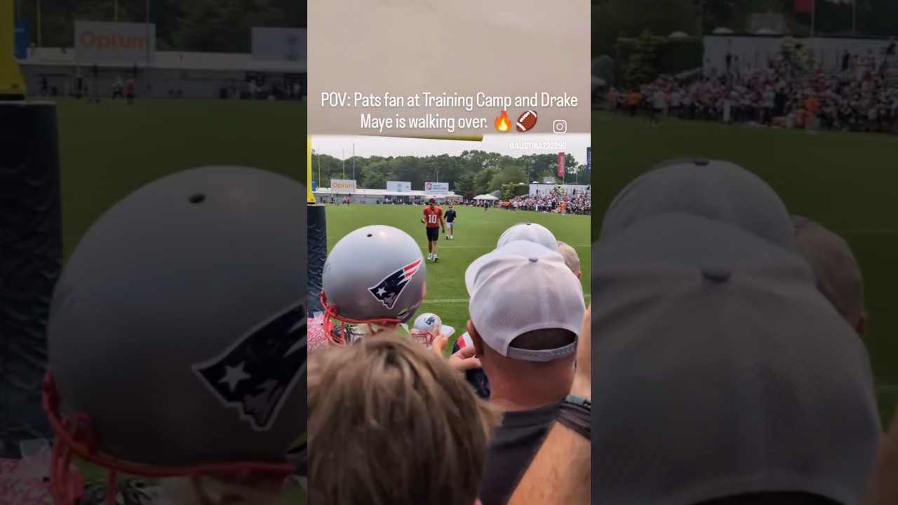 Drake Maye walks over at Training Camp.