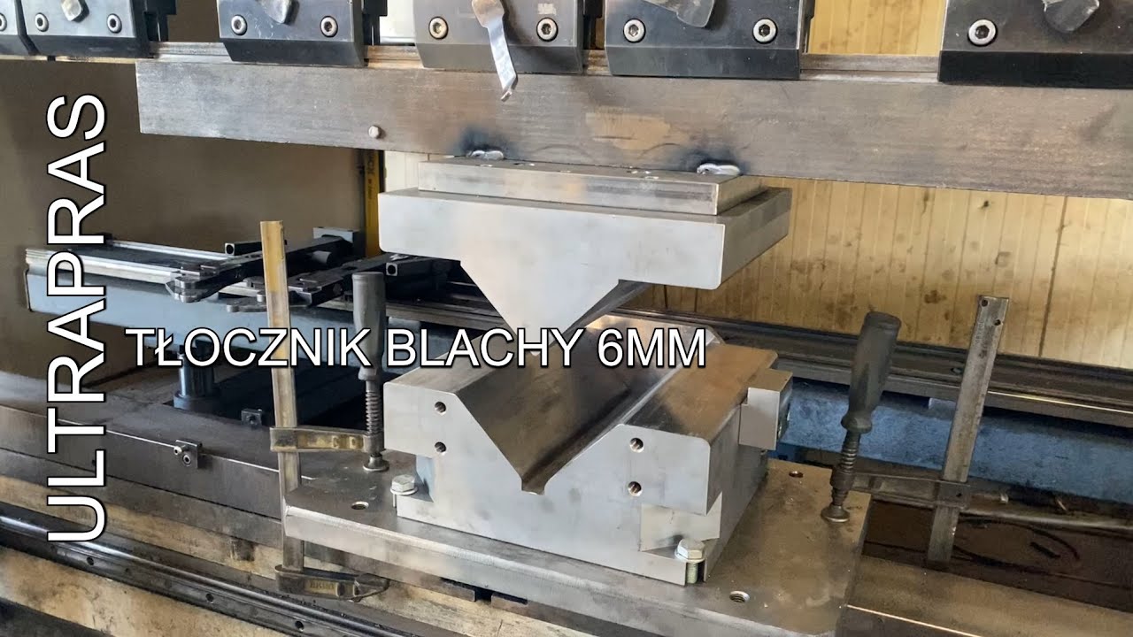 Tłocznik obejmy profilu z blachy 6mm na prasie krawędziowej - YouTube