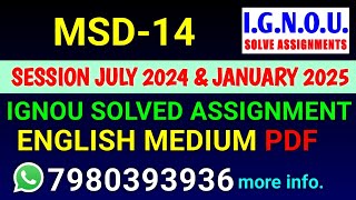 MSD 14 Solved Assignment 2024-25 English, MSD 14 Solved Assignment 24-25, MSD-14 Assignment