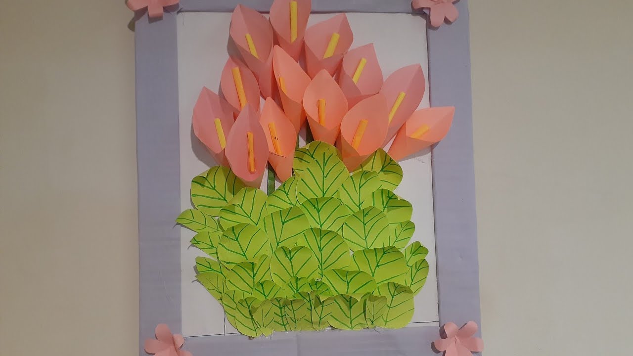 How to make beautiful wallmate at home / paper flower wall hanging