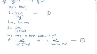 Convert the unit of density from SI (Kg/m3) to CGS unit (g/cm3).