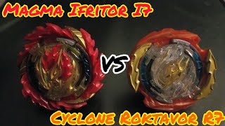 Beyblade Burst battle: Magma Ifritor I7 VS Cyclone Roktavor R7