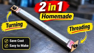 2 in 1 Lathe Tool | Internal Turning & Internal Threading | Homemade #tooltips #homemade 