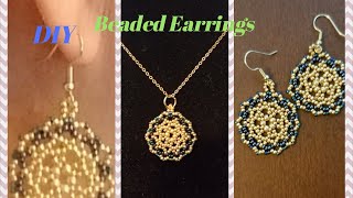 DIY Cleopatra Style Beaded Earrings /  Pendant  / Beading Tutorial / All Seed Beads  # 162