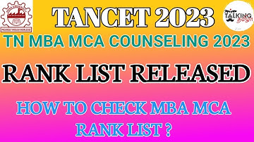 TANCET 2023 || RANK LIST RELEASED || MBA MCA RANK LIST || HOW TO CHECK RANK LIST ?|| @talkingtamila