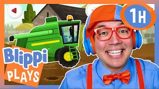 i play farming simulator blippi plays kids roblox videos