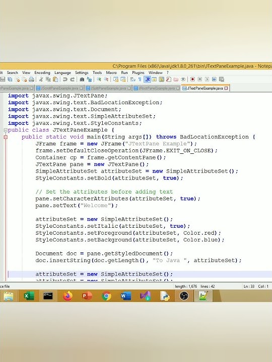 Java Frames Text Pane Example in Tamil for One Minute - YouTube