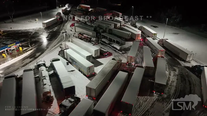 11-17-2022 Dunkirk, NY - Thundersnow - Semi Travel Ban - Trucks Crammed off I90 - Drone