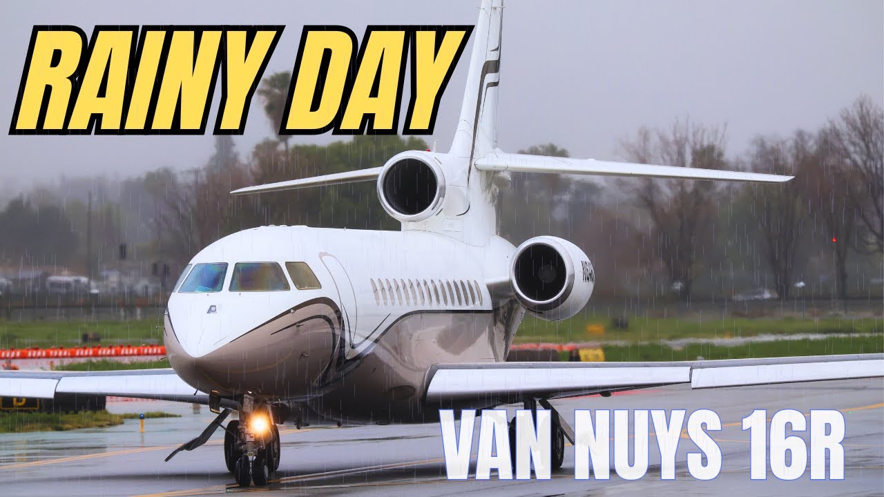 Van Nuys in the Rain | Planespotting Wet Landings on Runway 16R