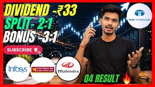 PNB | M&amp;M | Infosys | Tata Tech Stocks Declared BIG Dividend+Bonus +Split &amp; Q4 Result 
