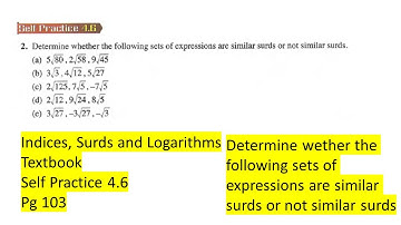 Indices Surds and Logarithms self practice 4.6 Q2 add maths form 4 latih diri 4.6 tingkatan 4