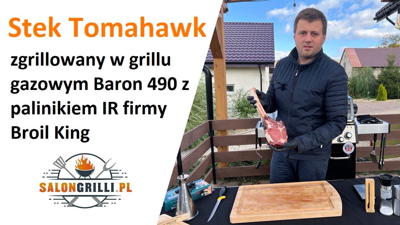 Stek Tomahawk Grillowany W Grillu Baron 490 Z Palnikiem Podczerwieni IR 