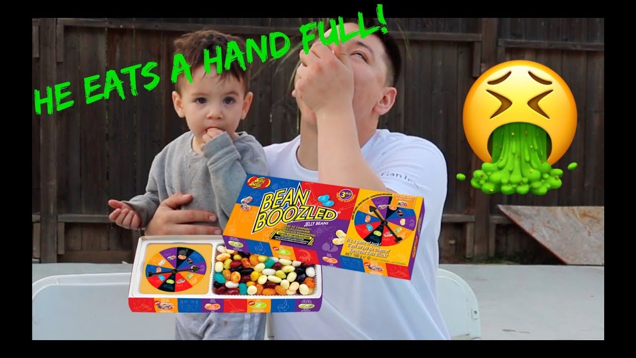 BEAN BOOZLED CHALLENGE ! (Mom throws up and Son and Dad eat them
