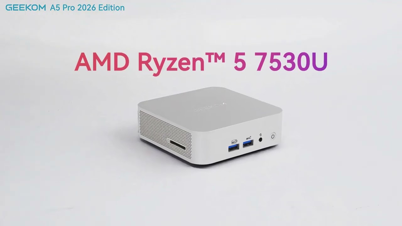 GEEKOM A5 Pro 2026 Mini PC: AMD Ryzen 5 7530U, 16GB RAM, 1TB SSD