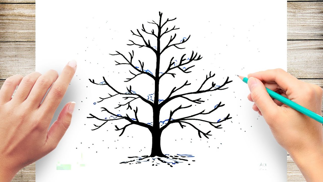 How to Draw A Winter tree - YouTube