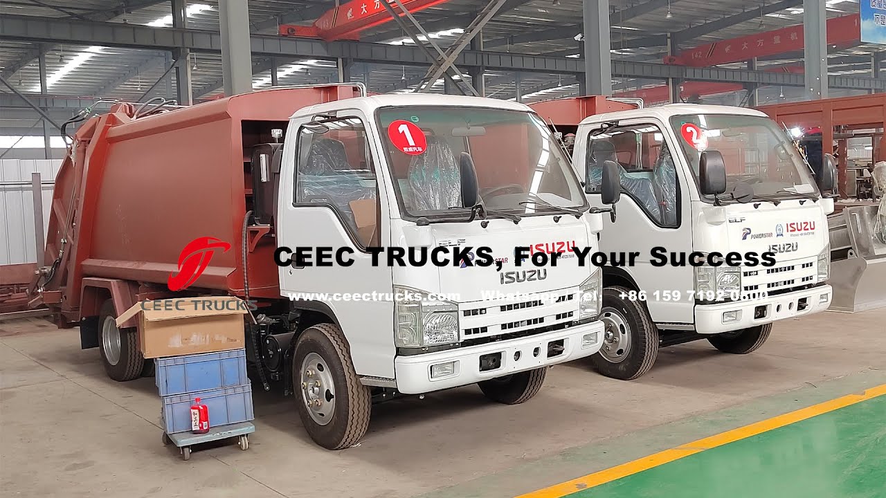 ISUZU mini 6CBM refuse garbage compactor trucks under production