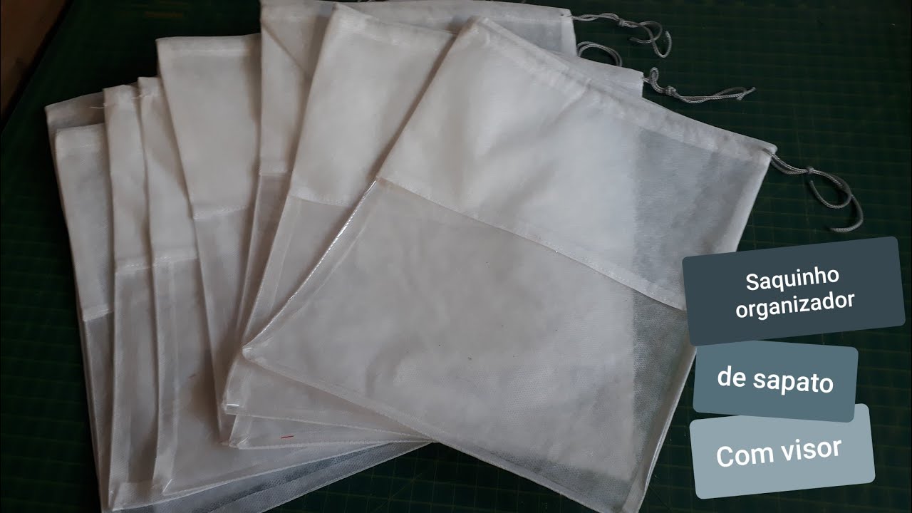 Como fazer Saquinho organizador para sapato com visor em tnt | Passo a passo com medidas