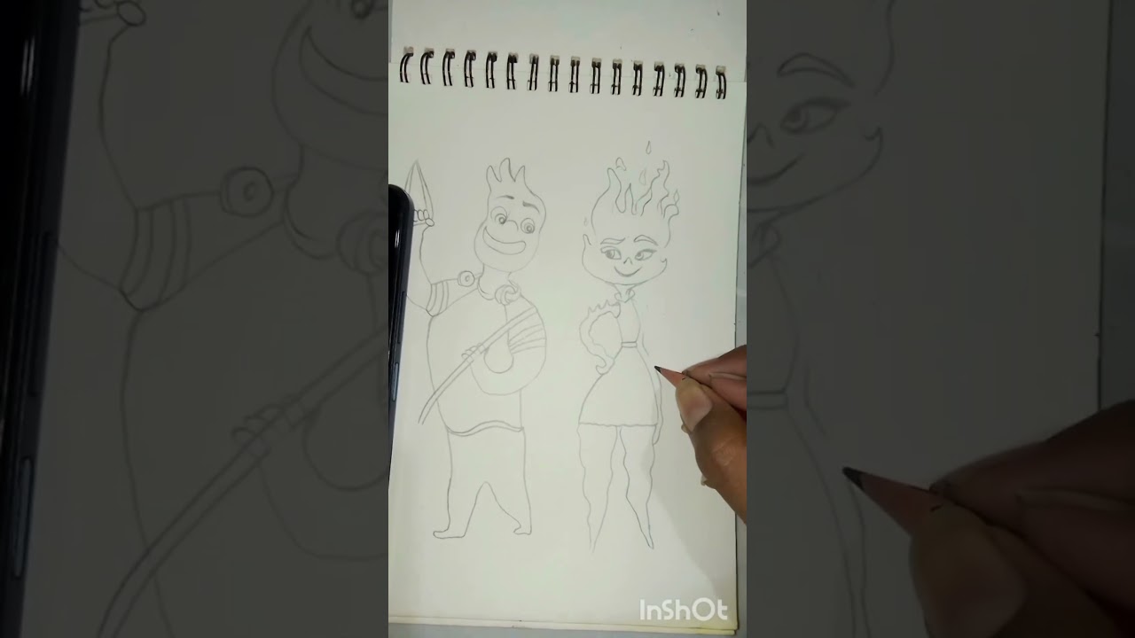 elemental 🔥💧 cartoon character drawing 🎨