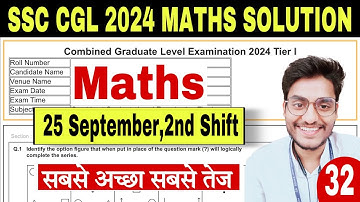 Set-32- SSC CGL 2024 Maths Solution by Rohit Tripathi- Mains Level Paper🔥