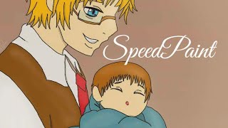Welcome to the world little one- (Hetalia Mpreg/OC speedpaint)