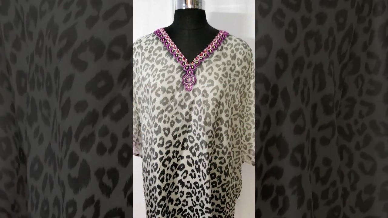 Violet jazz embracing Leopard striped print over short Silk Kaftan embellished kaftan gown