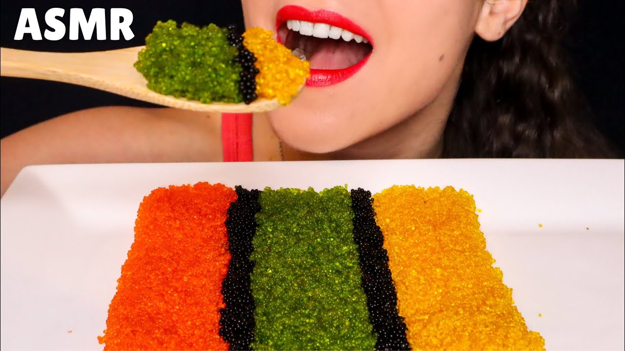 АСМР Икра тобико, икра летучей рыбы | хрустящие звуки еды | не разговаривать | МОУ АСМР