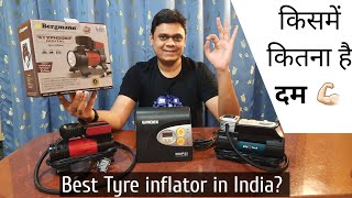 Best Tyre Inflator in India? | Bergmann vs ResQtech vs Windek | Unboxing & Detailed review [Hindi]
