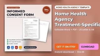 Home Health Agency Treatment-Specific Informed Consent Form | Editable Word + PDF | Instant Download