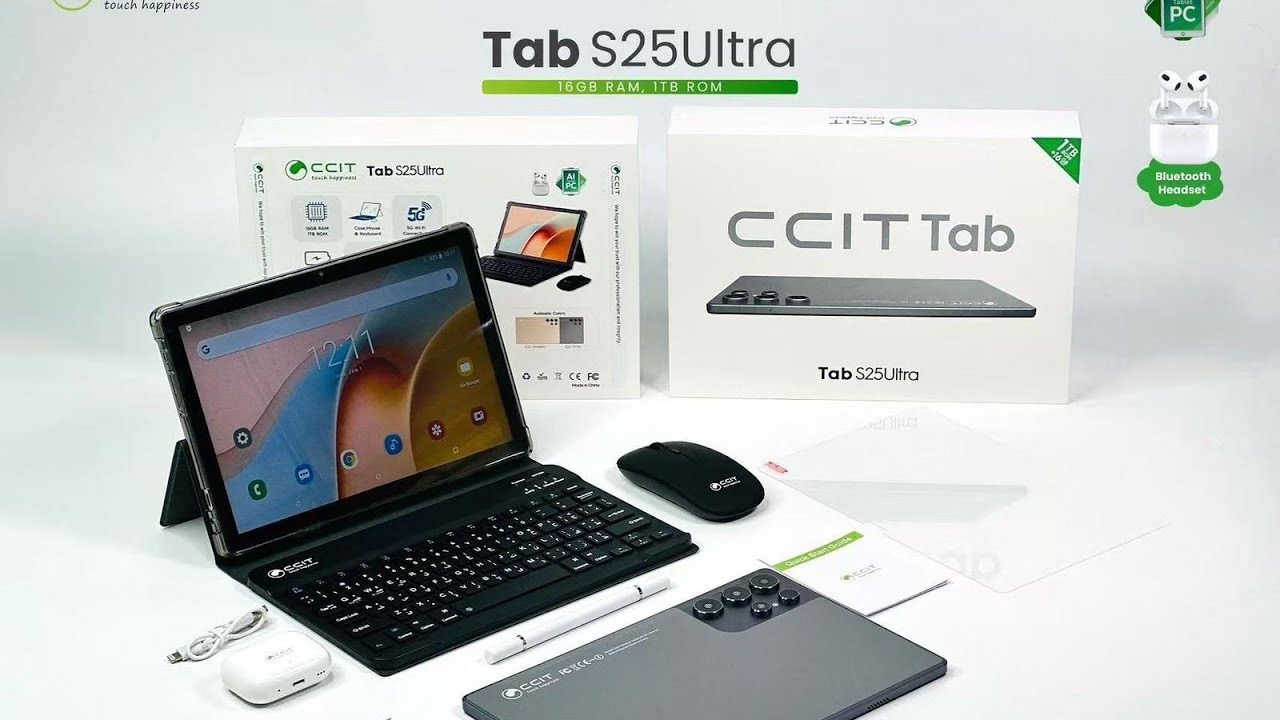 CCIT- TAB S25ultra- ⁠Ai PC Tablet • Android 15 / 10.1 Inch HD Screen (INCELL)• RAM:16GB , ROM:1TB