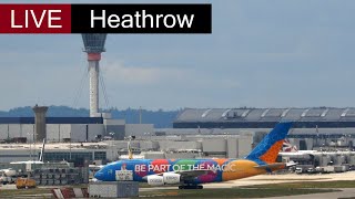 ?London Heathrow Airport Live Crosswind Landings Storm Emirates Dubai A380 British Airways A350