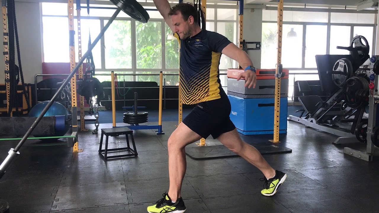 Landmine Squat to OH Press - YouTube