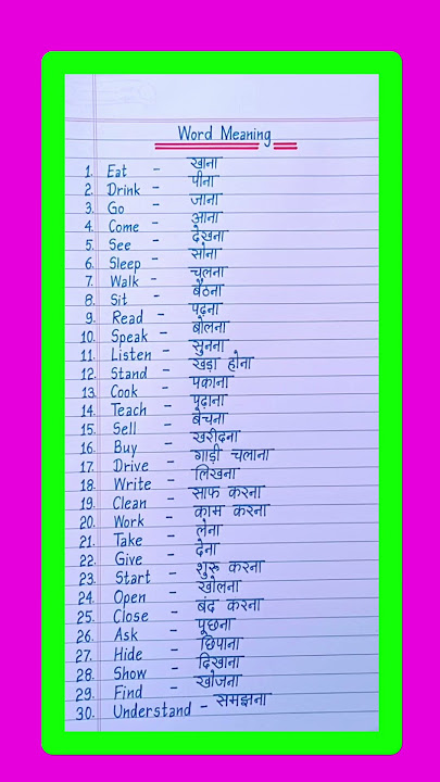 Basic Word Meaning English to Hindi/English Word Meaning/Daily use English Words/Word Meaning