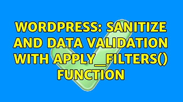 Wordpress: Sanitize and data validation with apply_filters() function